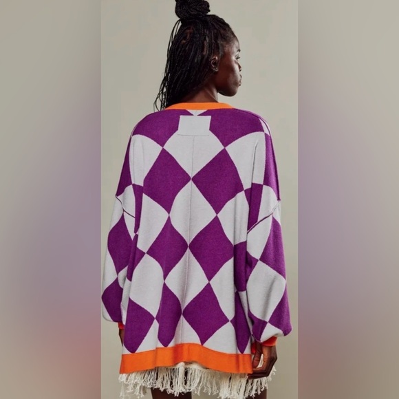 NWOT Free People We the Free M The Manny Cardigan in Dahlia Combo New $248 - Picture 2 of 8